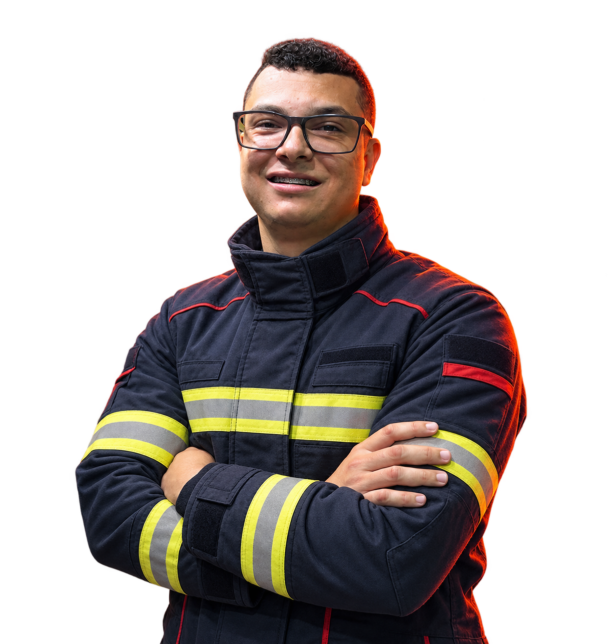 Professor Maicon caracterizado como bombeiro