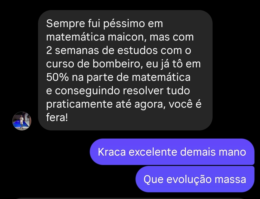 Aluno relata evolução em matemática após duas semanas de curso