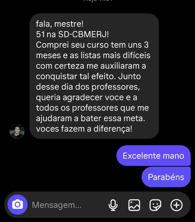Aluno relata nota 51 na seleção de soldados do CBMERJ