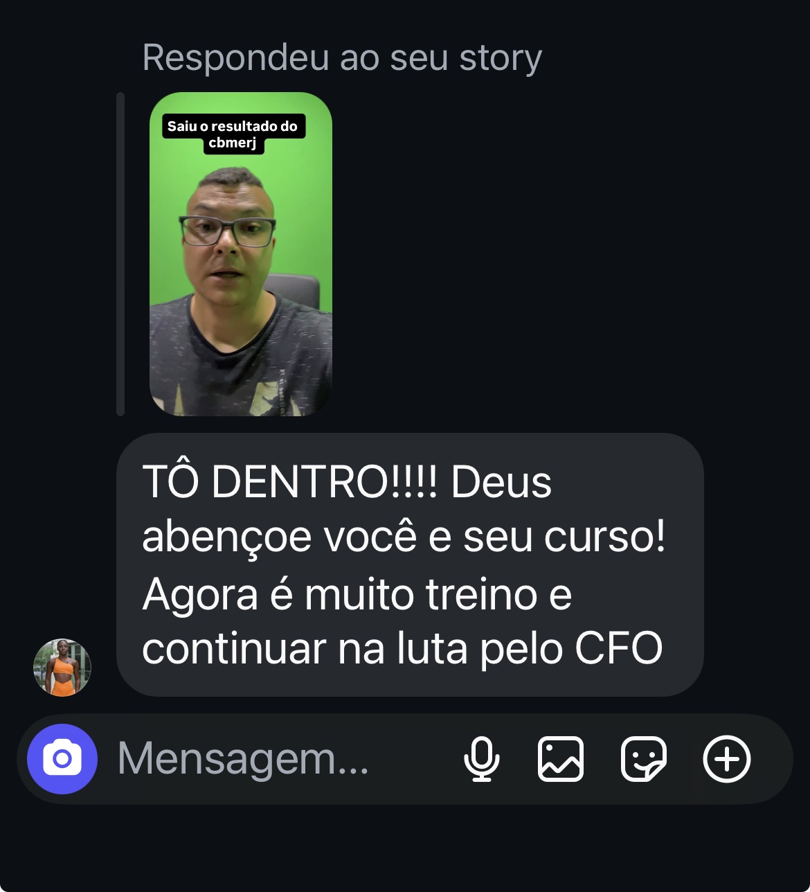 Aluno comemora aprovação no resultado do CBMERJ